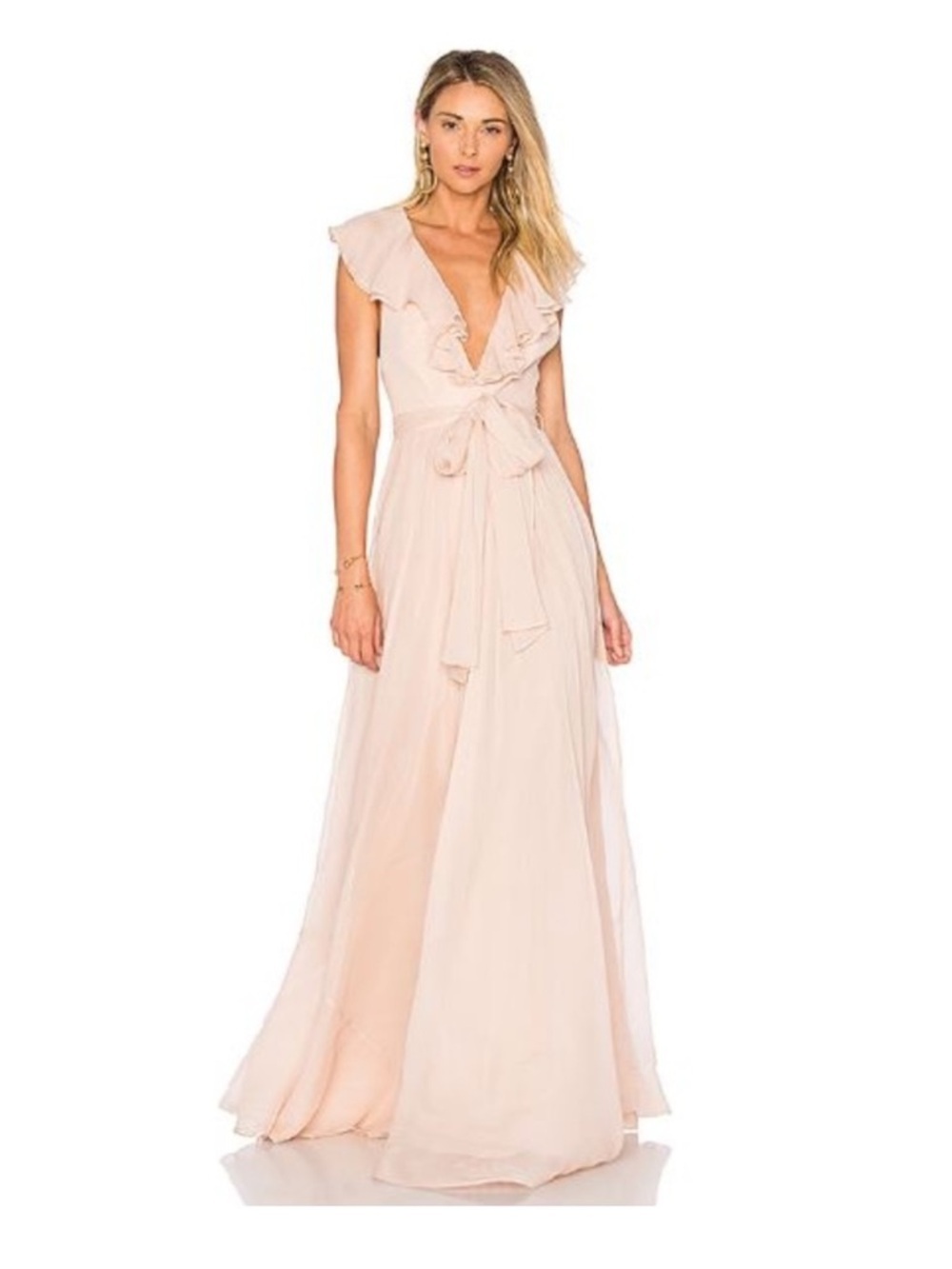 Jill Stuart Blush Pink Ruffle Wrap Maxi Dress